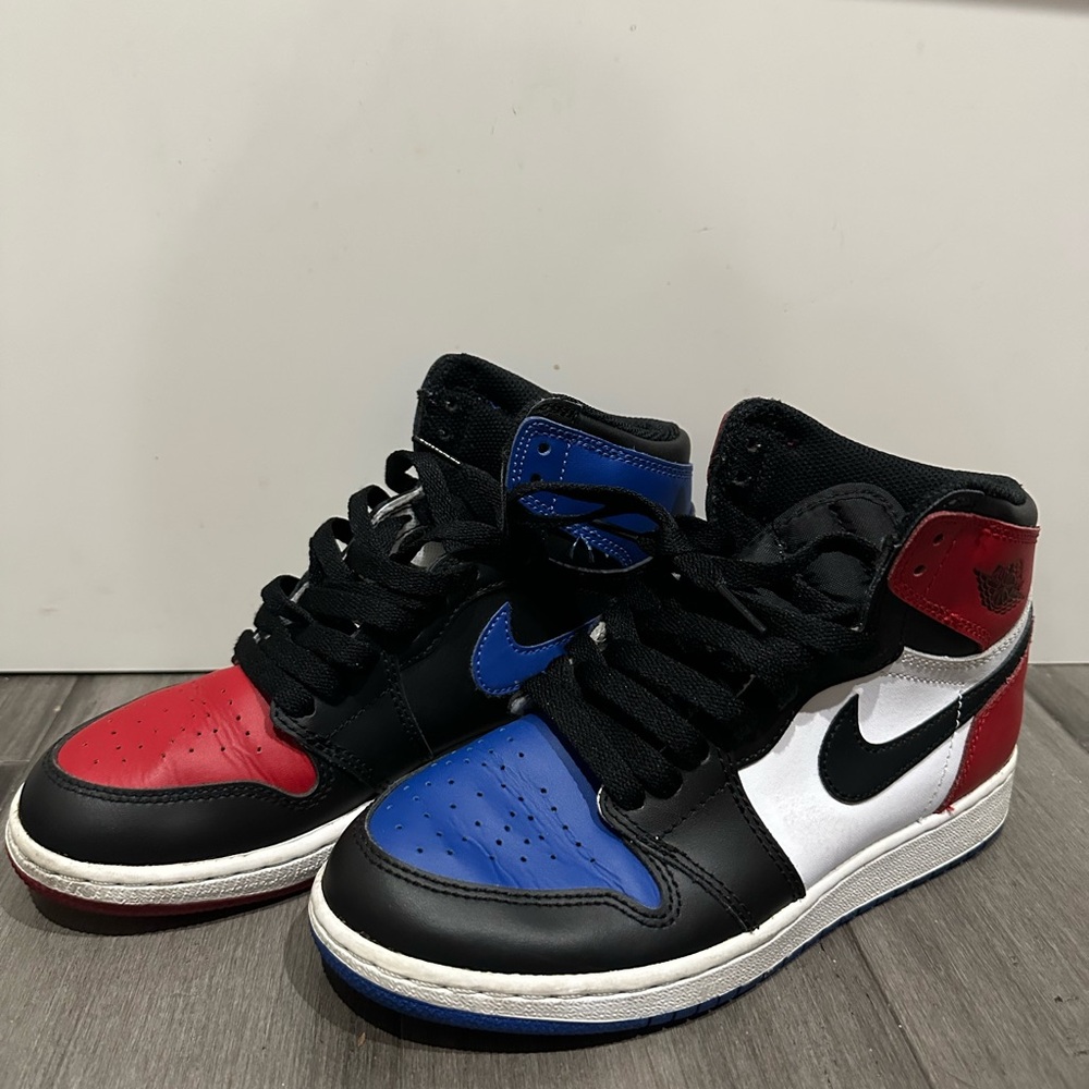 Nike Red, Blue, and Black High-Top Sneakers